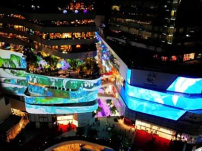 Светодиодный медиафасад на торговом центре Emporium District в Бангкоке (видео)
